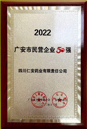 2022.11 廣安市民營(yíng)企業(yè)50強(qiáng)